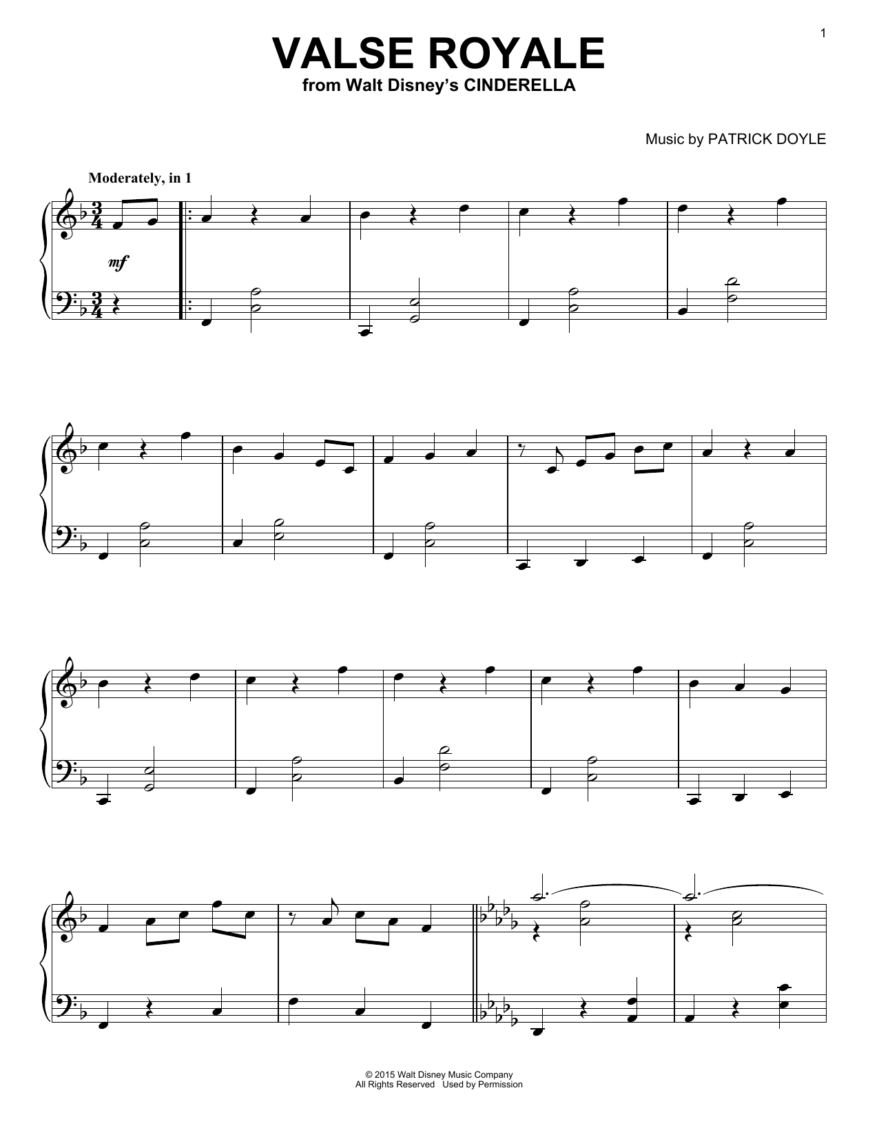Download Patrick Doyle Valse Royale Sheet Music and learn how to play Easy Piano PDF digital score in minutes