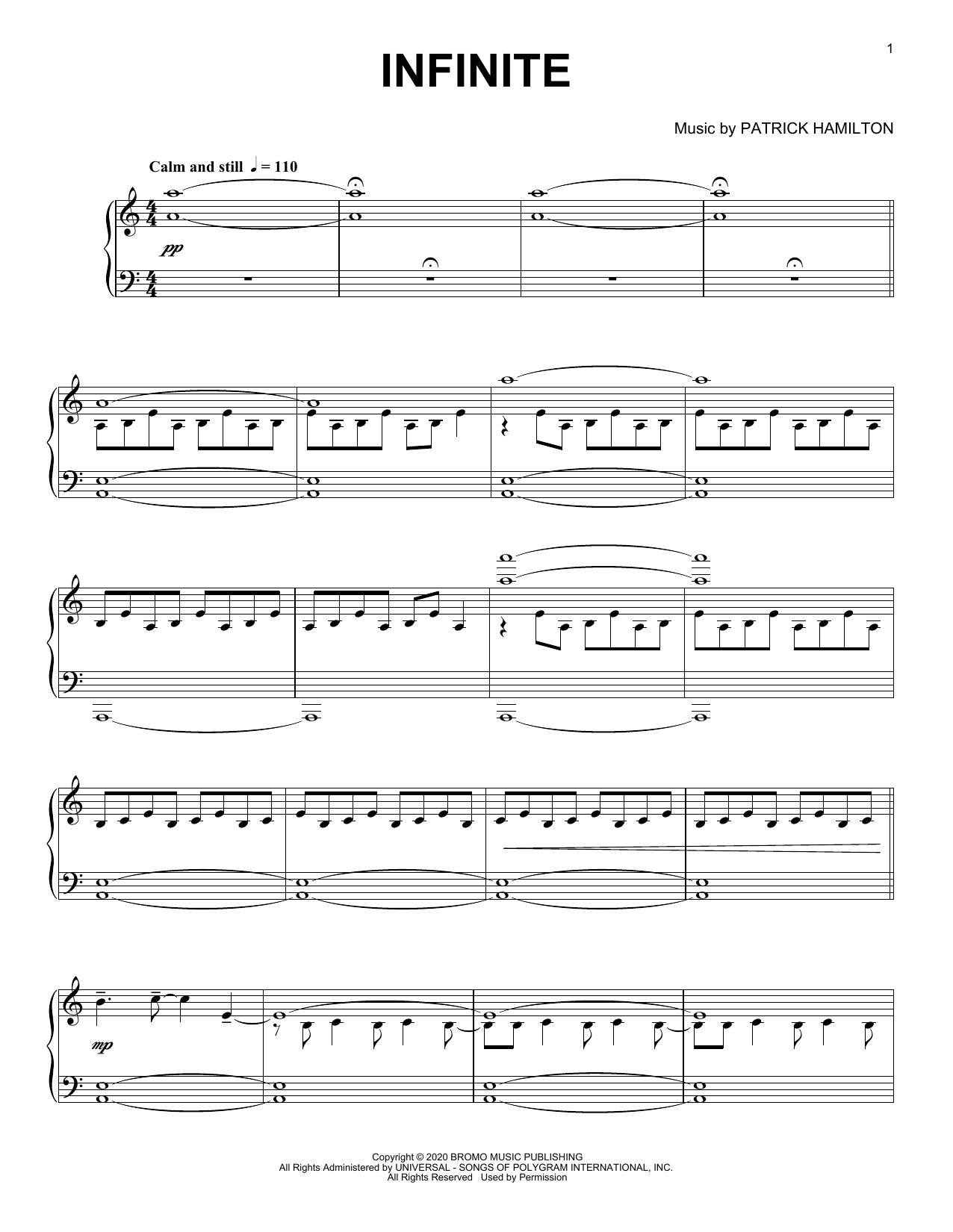 Download Patrick Hamilton Infinite Sheet Music and learn how to play Piano Solo PDF digital score in minutes