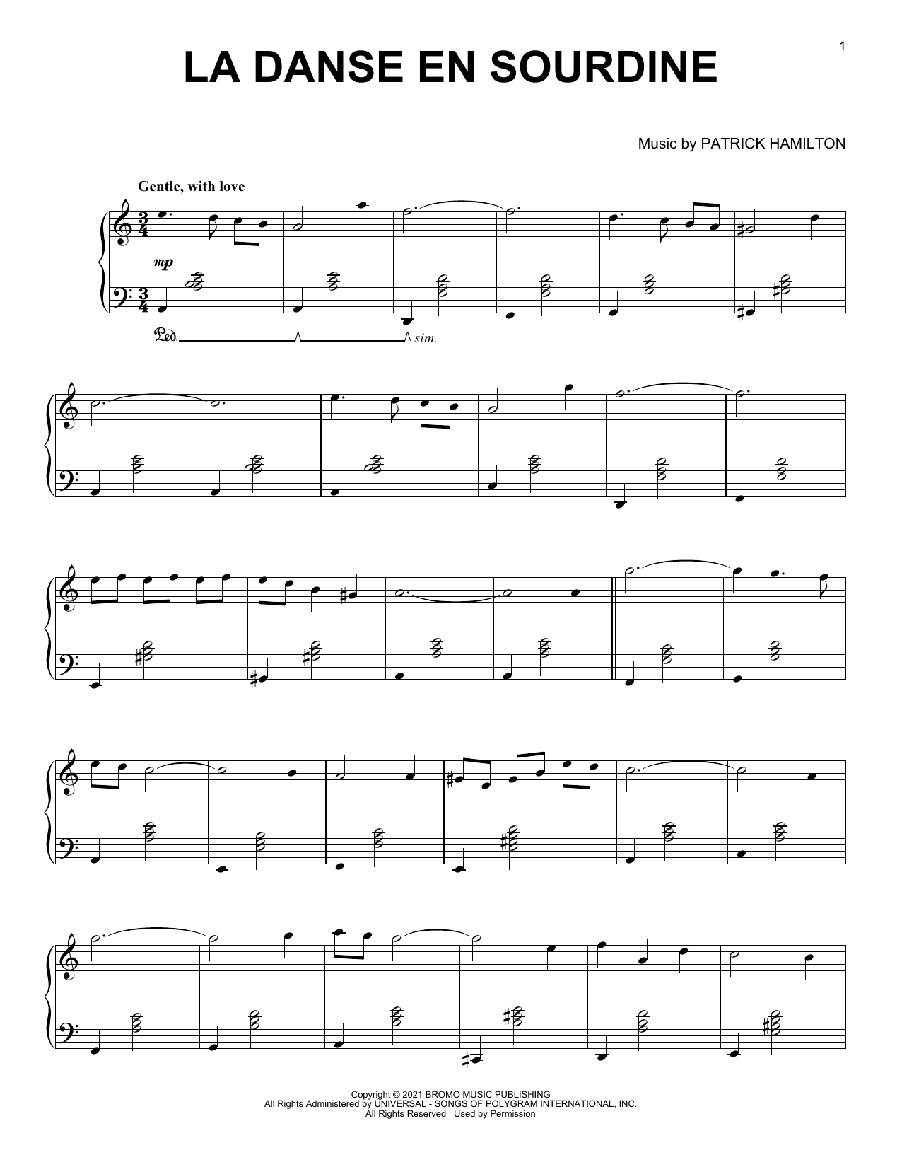 Download Patrick Hamilton La Danse En Sourdine Sheet Music and learn how to play Piano Solo PDF digital score in minutes