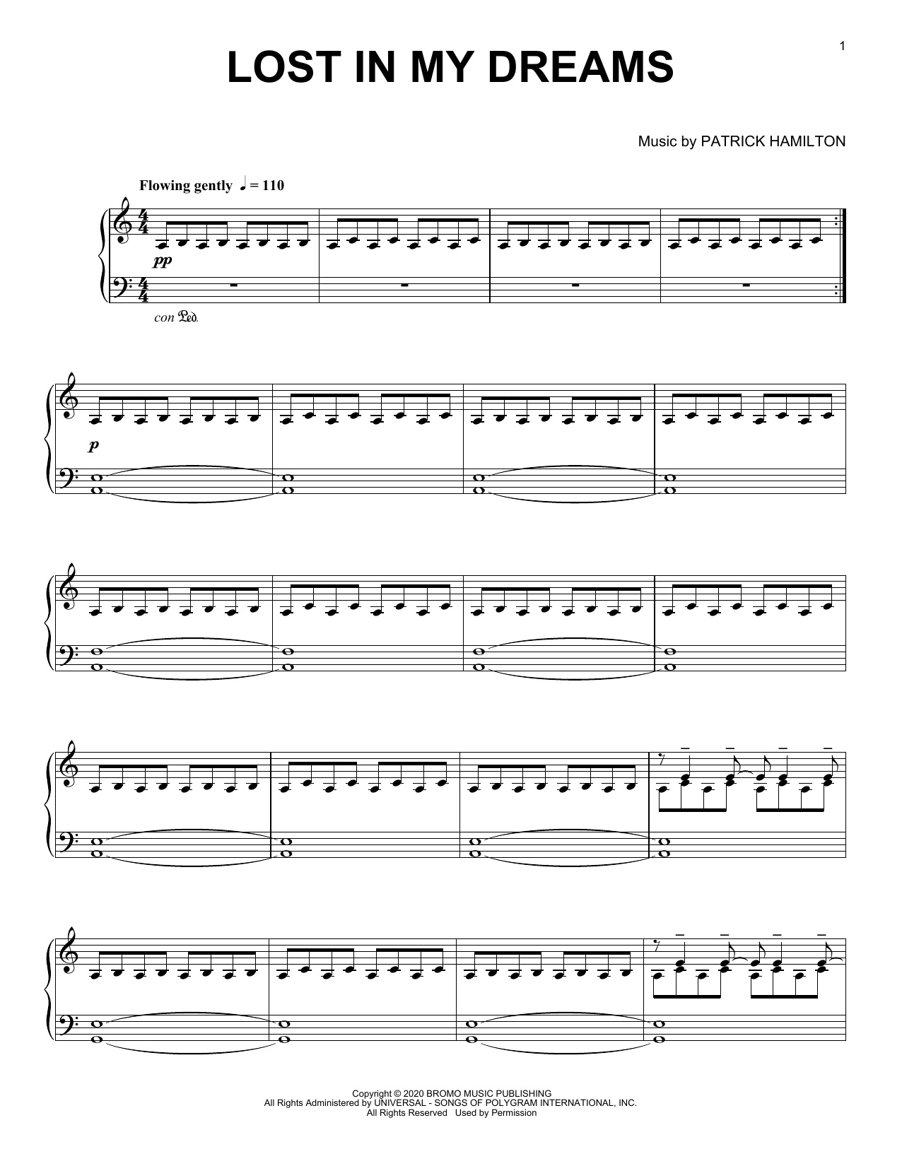 Download Patrick Hamilton Lost in my Dreams Sheet Music and learn how to play Piano Solo PDF digital score in minutes