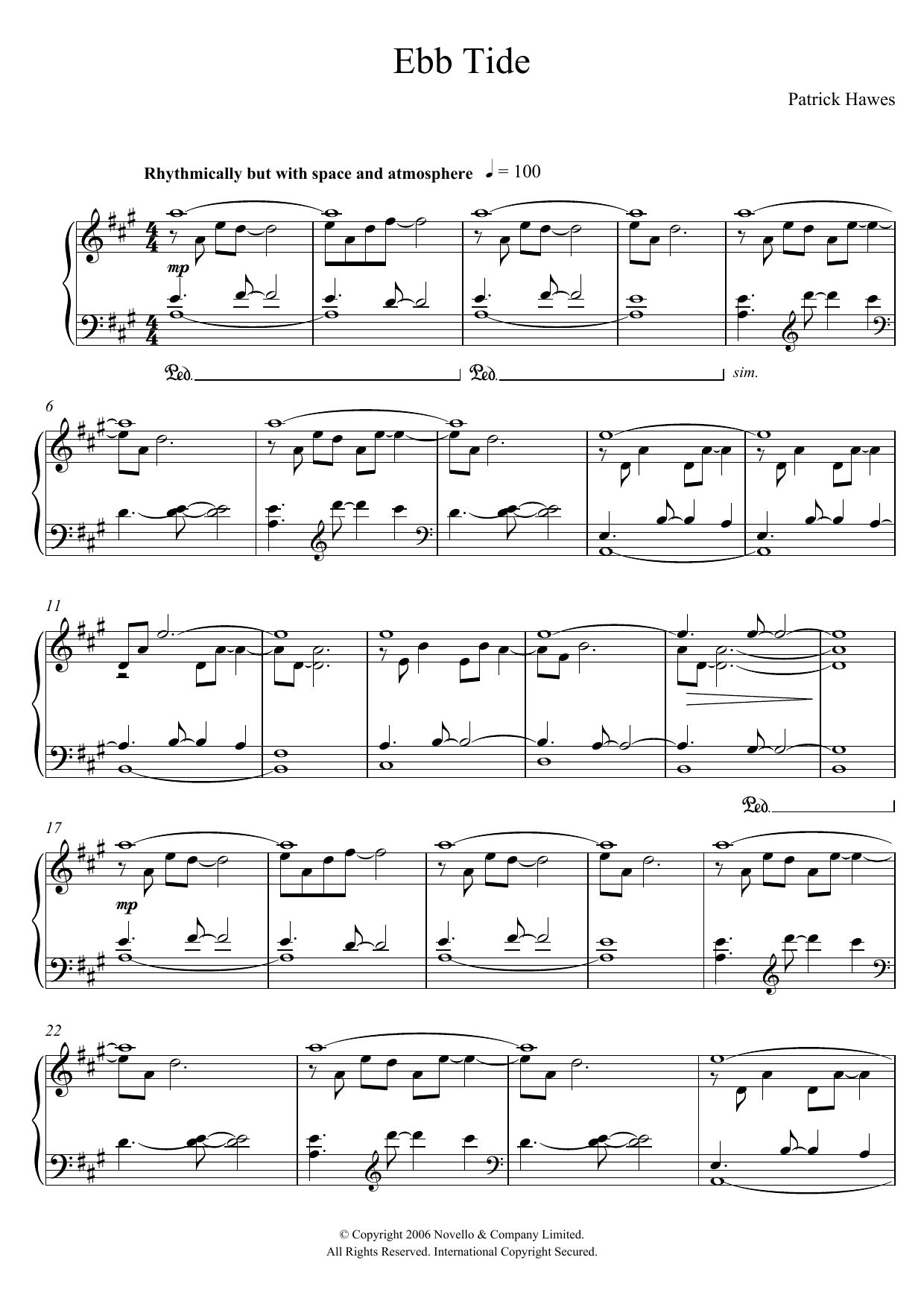 Download Patrick Hawes Ebb Tide Sheet Music and learn how to play Piano PDF digital score in minutes