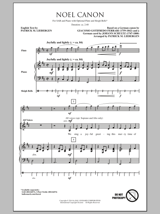 Download Patrick Liebergen Noel Canon Sheet Music and learn how to play 3-Part Treble PDF digital score in minutes