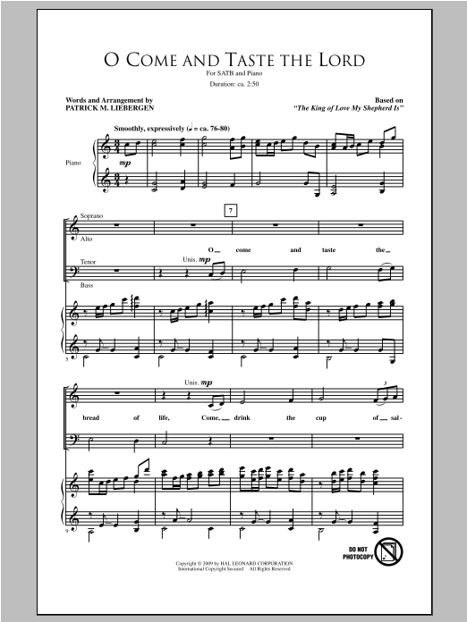 Download Patrick Liebergen O Come And Taste The Lord Sheet Music and learn how to play SATB PDF digital score in minutes