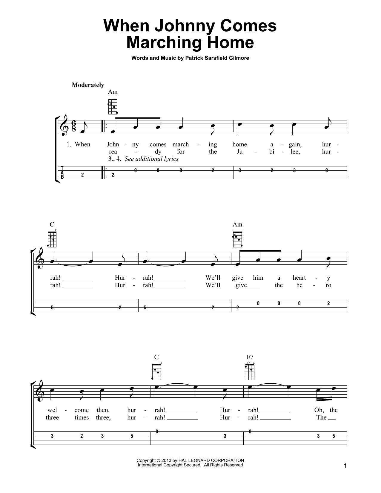 Download Patrick Sarsfield Gilmore When Johnny Comes Marching Home (arr. Bobby Westfall) Sheet Music and learn how to play Mandolin PDF digital score in minutes