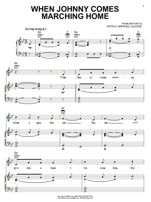 Download Patrick Sarsfield Gilmore When Johnny Comes Marching Home Sheet Music and learn how to play Guitar Tab PDF digital score in minutes