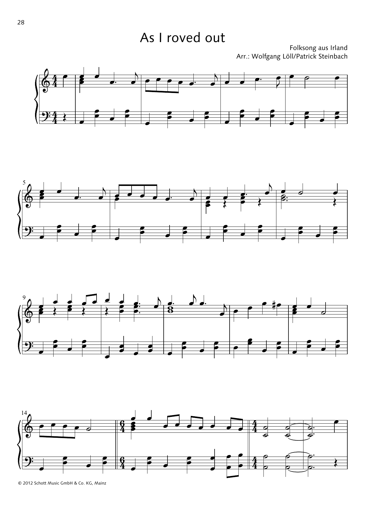 Download Patrick Steinbach As I roved out Sheet Music and learn how to play Piano Solo PDF digital score in minutes