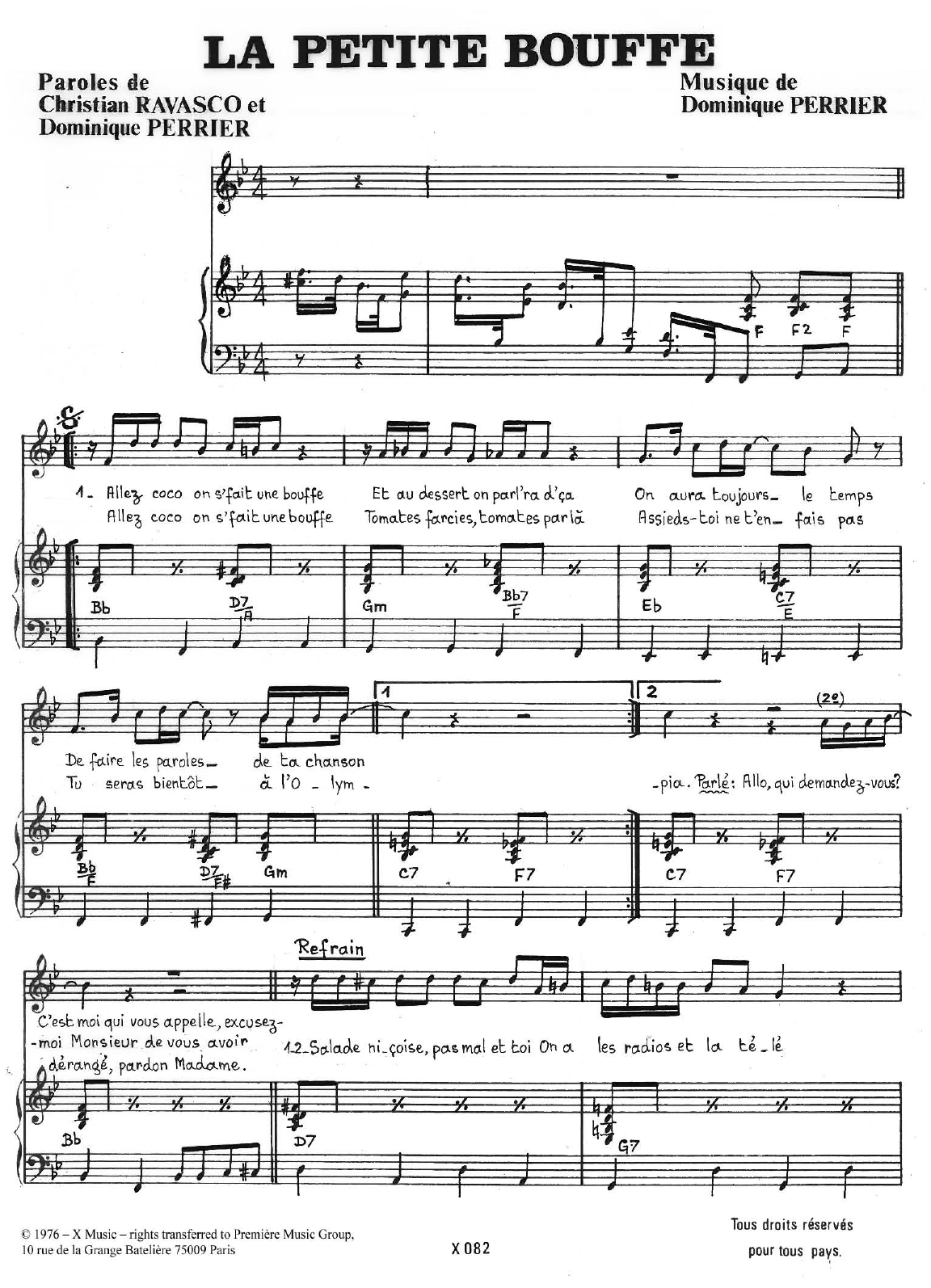 Download Patrick Topaloff La Petite Bouffe Sheet Music and learn how to play Piano & Vocal PDF digital score in minutes