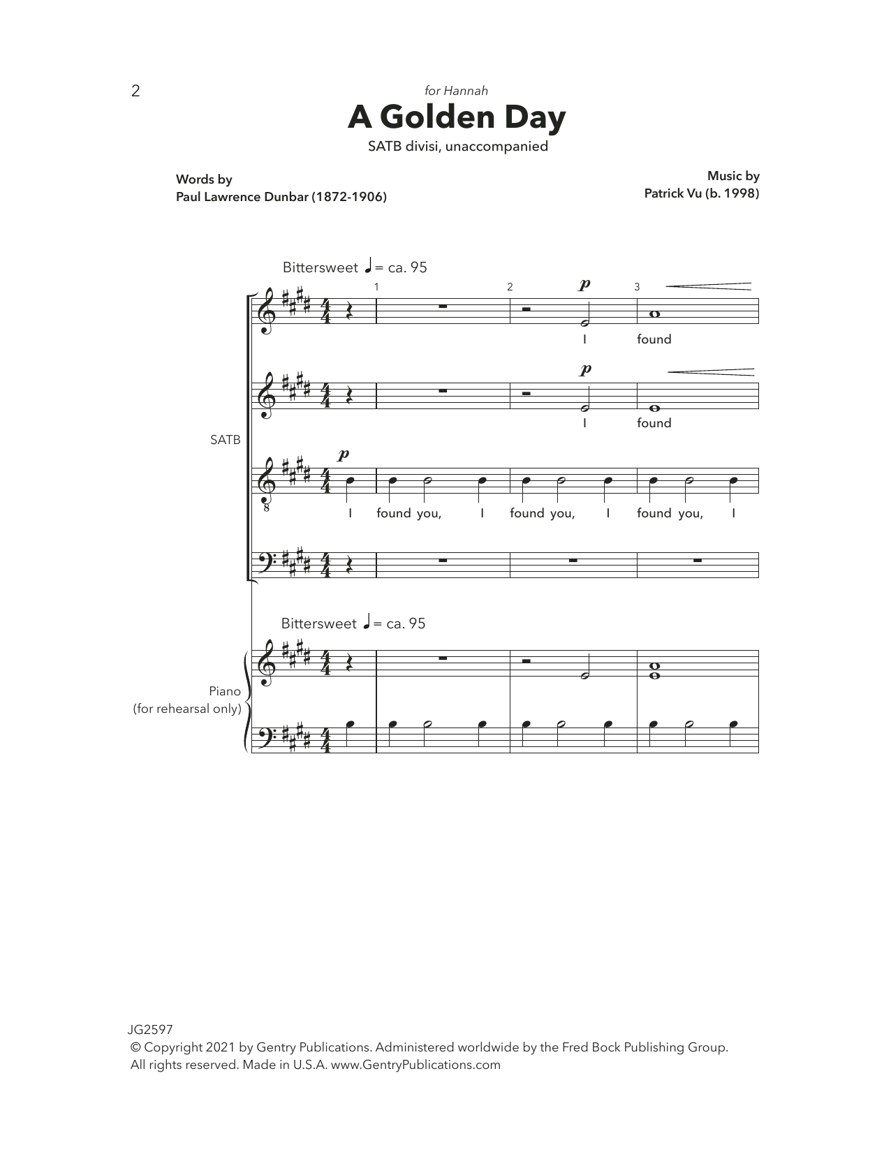 Download Patrick Vu A Golden Day Sheet Music and learn how to play Choir PDF digital score in minutes