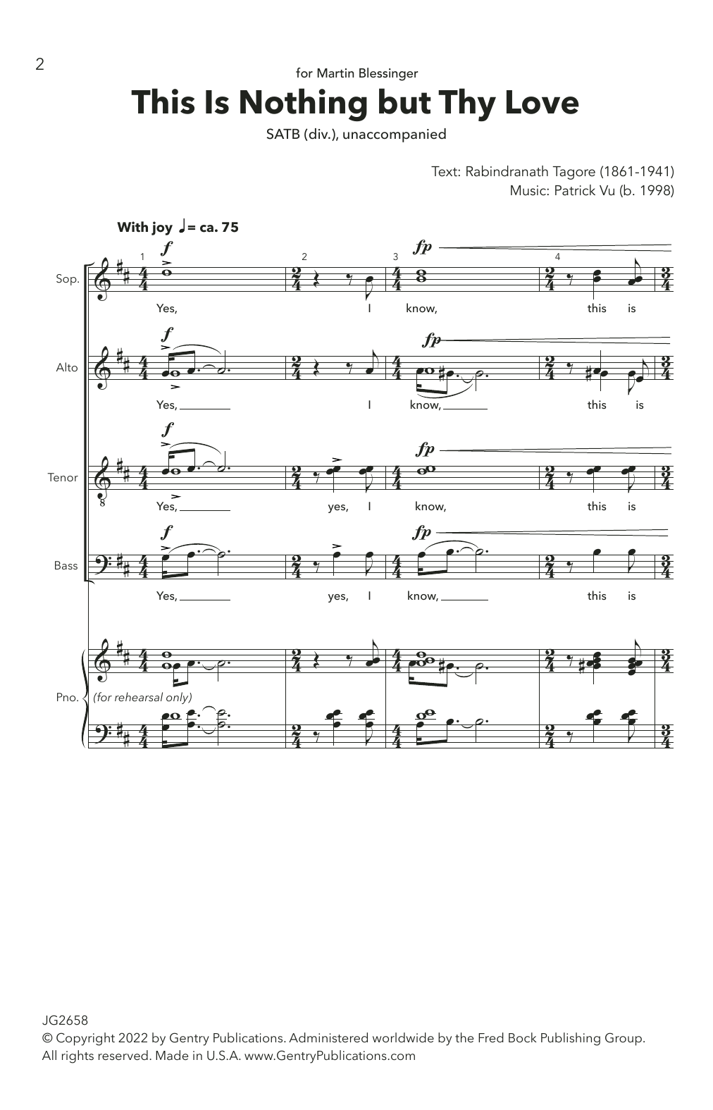 Download Patrick Vu This Is Nothing But Thy Love Sheet Music and learn how to play Choir PDF digital score in minutes