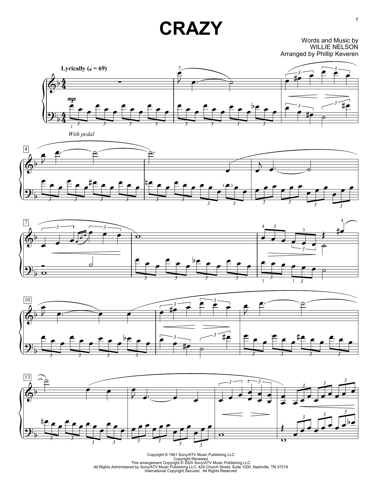 Download Patsy Cline Crazy [Classical version] (arr. Phillip Keveren) Sheet Music and learn how to play Piano Solo PDF digital score in minutes