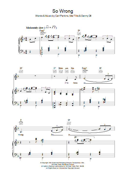 Download Patsy Cline So Wrong Sheet Music and learn how to play Piano, Vocal & Guitar PDF digital score in minutes