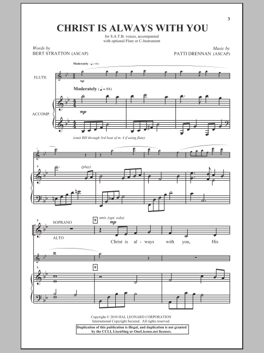 Download Patti Drennan Christ Is Always With You Sheet Music and learn how to play SATB Choir PDF digital score in minutes