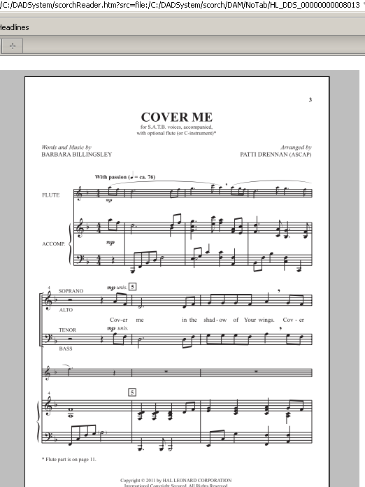 Download Barbara Billingsley Cover Me (arr. Patti Drennan) Sheet Music and learn how to play SATB PDF digital score in minutes