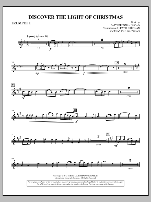 Download Patti Drennan Discover The Light Of Christmas - Bb Trumpet 1 Sheet Music and learn how to play Choir Instrumental Pak PDF digital score in minutes