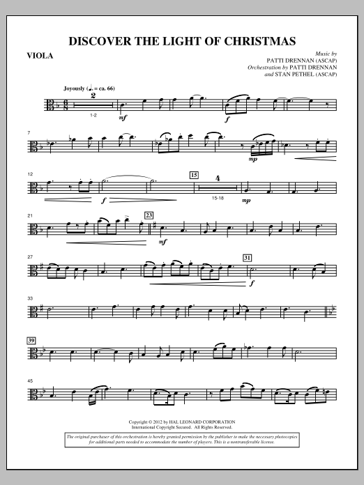 Download Patti Drennan Discover The Light Of Christmas - Viola Sheet Music and learn how to play Choir Instrumental Pak PDF digital score in minutes