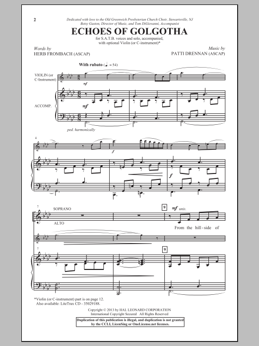 Download Patti Drennan Echoes Of Golgotha Sheet Music and learn how to play SATB PDF digital score in minutes