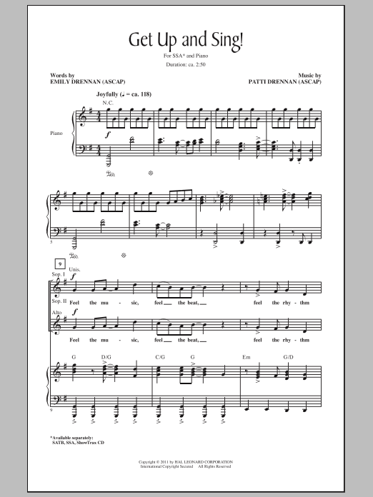 Download Patti Drennan Get Up And Sing! Sheet Music and learn how to play SATB PDF digital score in minutes