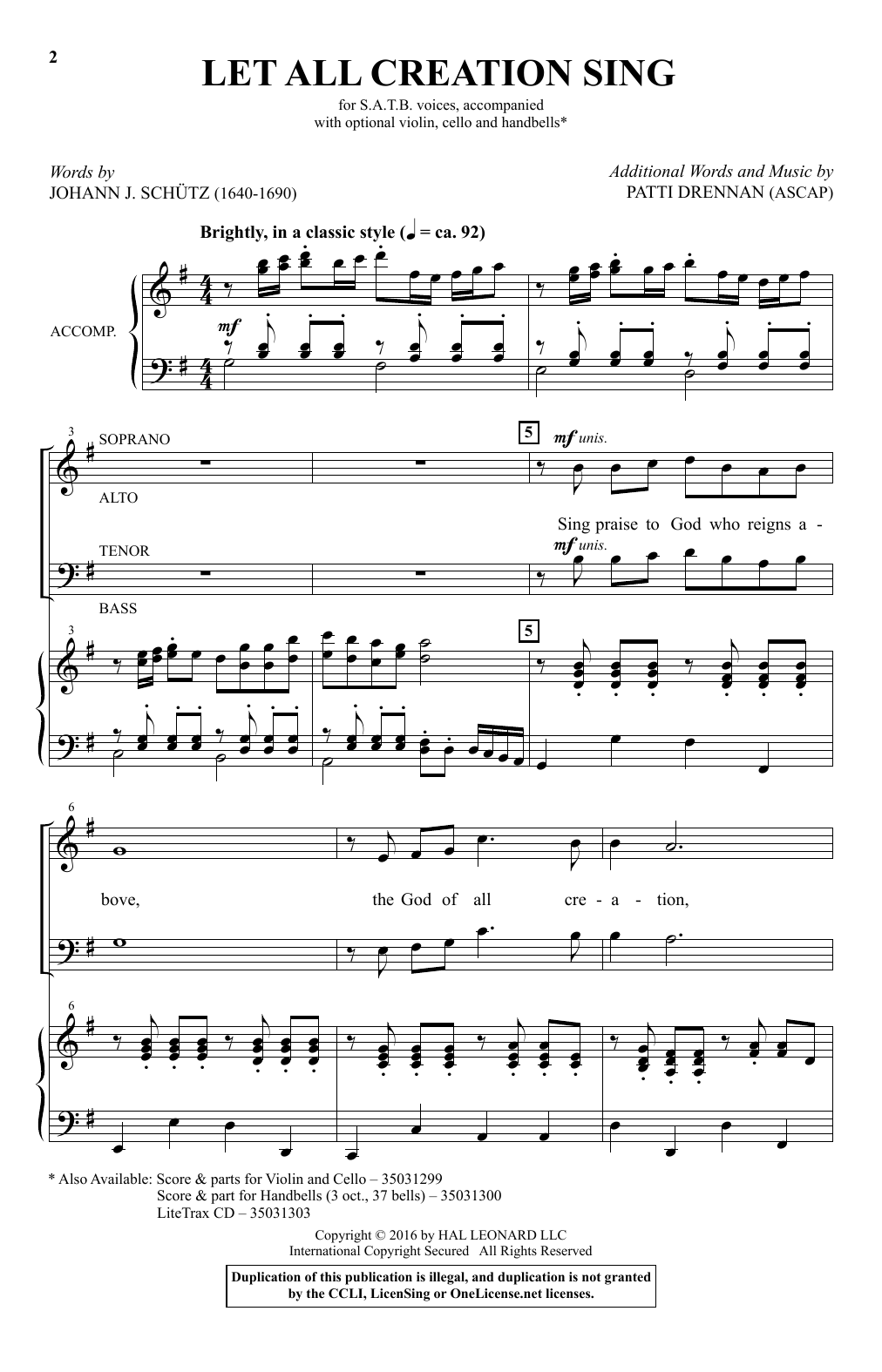 Download Patti Drennan Let All Creation Sing Sheet Music and learn how to play SATB PDF digital score in minutes