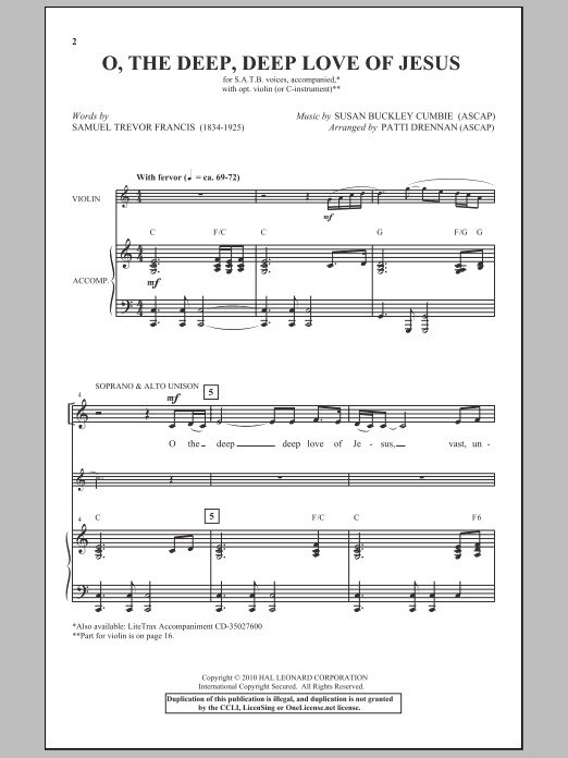 Download Patti Drennan O The Deep, Deep Love Of Jesus Sheet Music and learn how to play SATB Choir PDF digital score in minutes