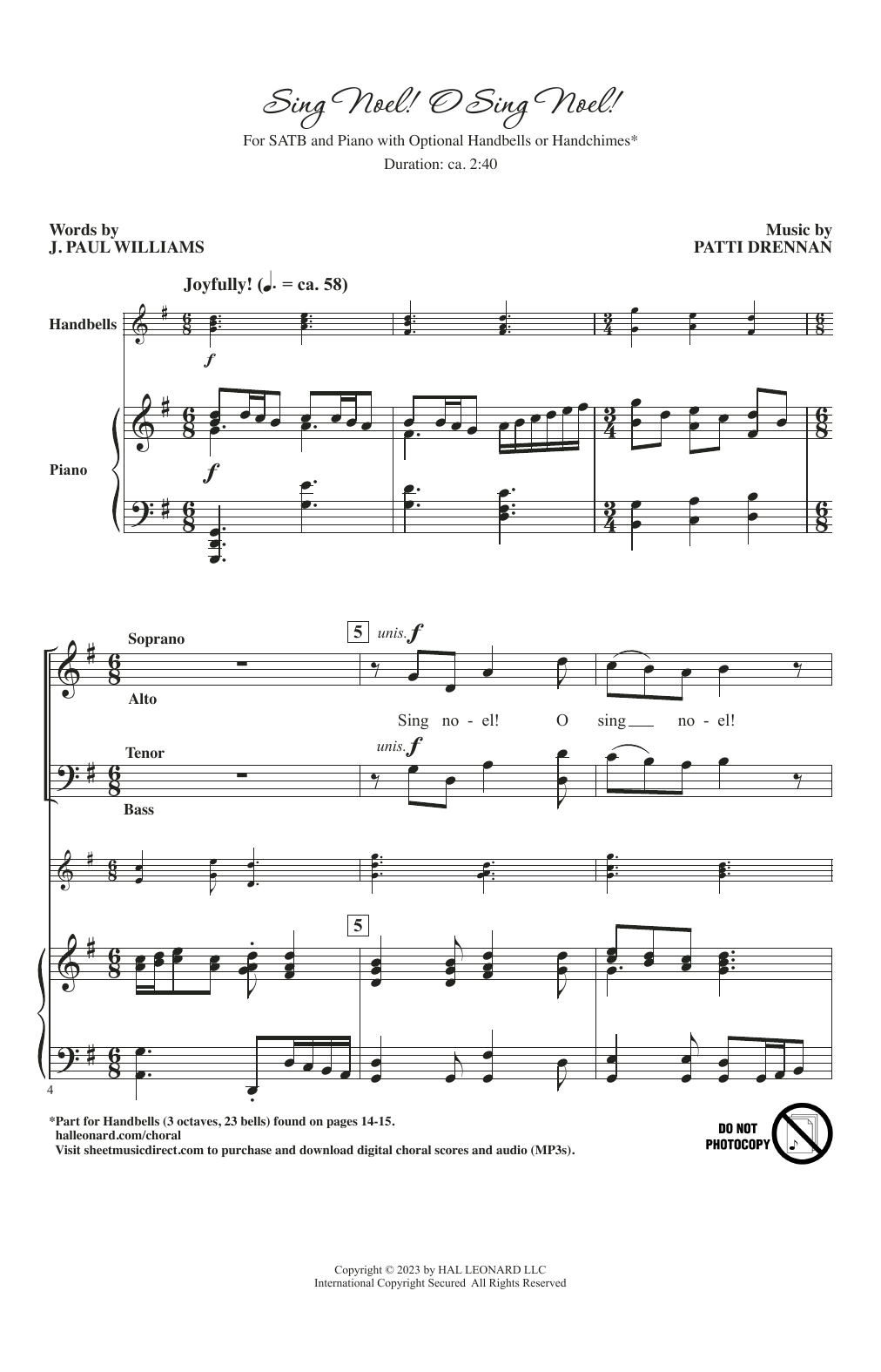 Download Patti Drennan Sing Noel! O Sing Noel! Sheet Music and learn how to play SATB Choir PDF digital score in minutes