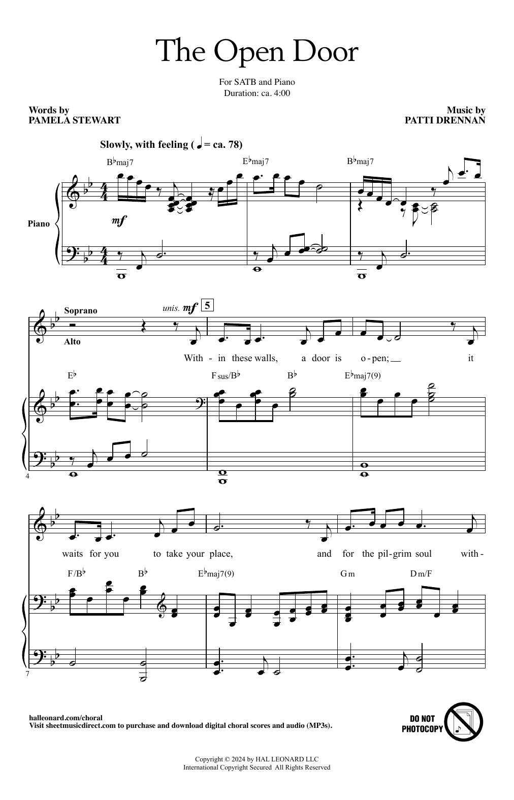 Download Patti Drennan The Open Door Sheet Music and learn how to play SATB Choir PDF digital score in minutes