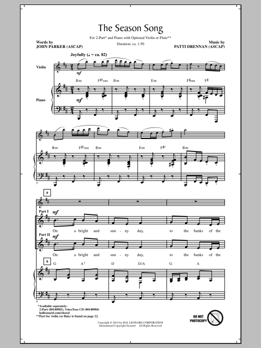 Download Patti Drennan The Season Song Sheet Music and learn how to play 2-Part Choir PDF digital score in minutes