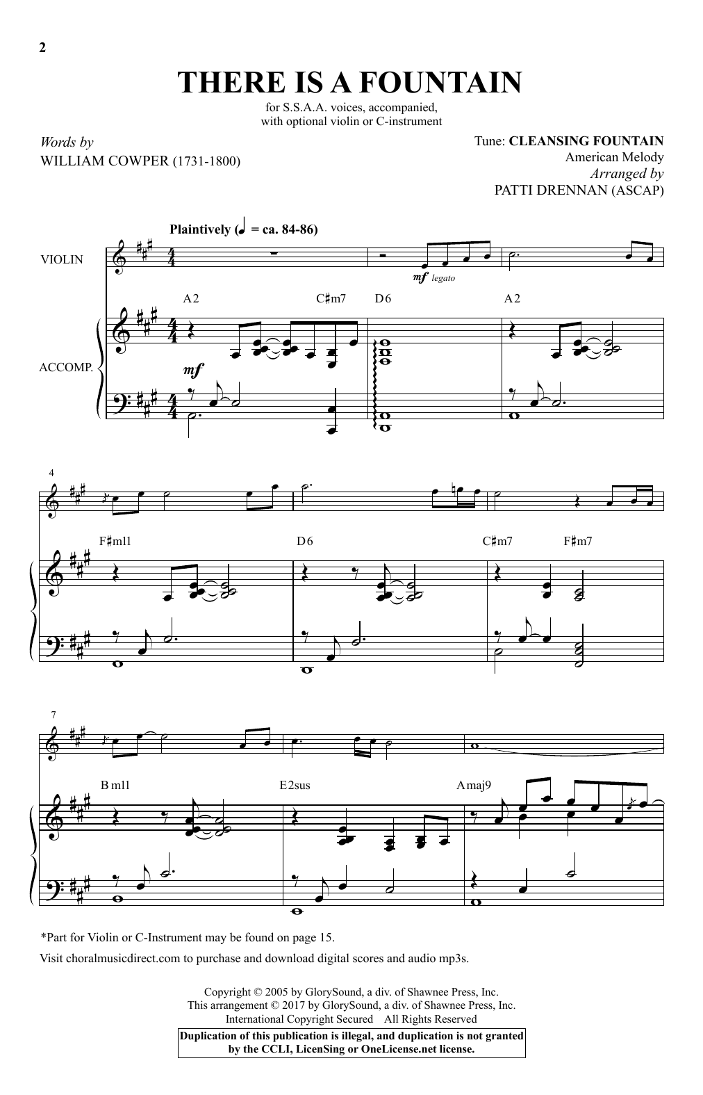 Download Patti Drennan There Is A Fountain Sheet Music and learn how to play SSA PDF digital score in minutes