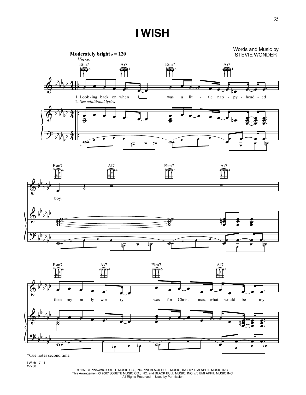Download Stevie Wonder I Wish Sheet Music and learn how to play Piano, Vocal & Guitar Chords (Right-Hand Melody) PDF digital score in minutes