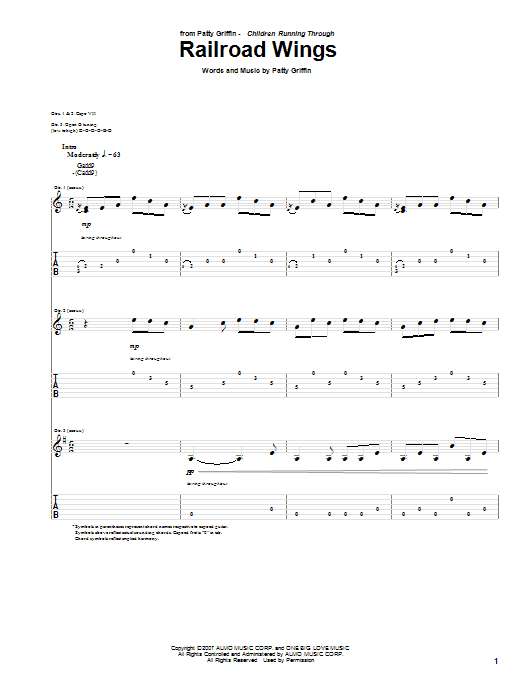 Download Patty Griffin Railroad Wings Sheet Music and learn how to play Guitar Tab PDF digital score in minutes