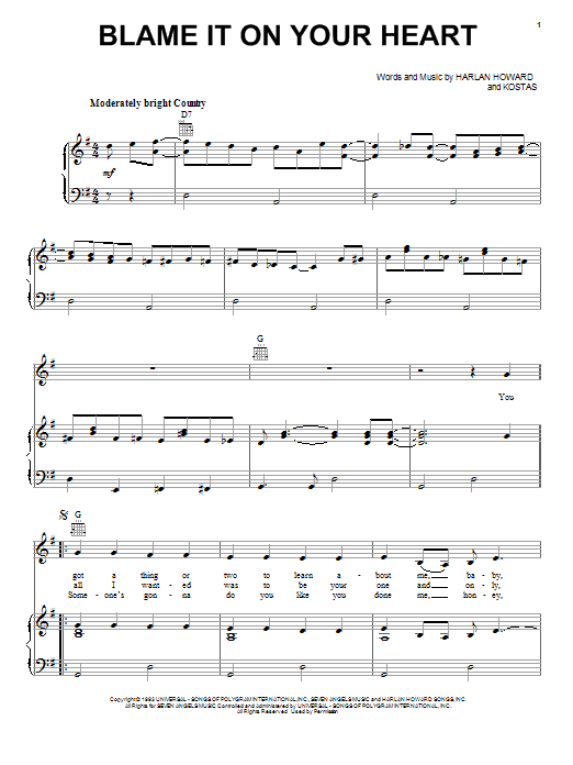 Download Patty Loveless Blame It On Your Heart Sheet Music and learn how to play Easy Guitar PDF digital score in minutes