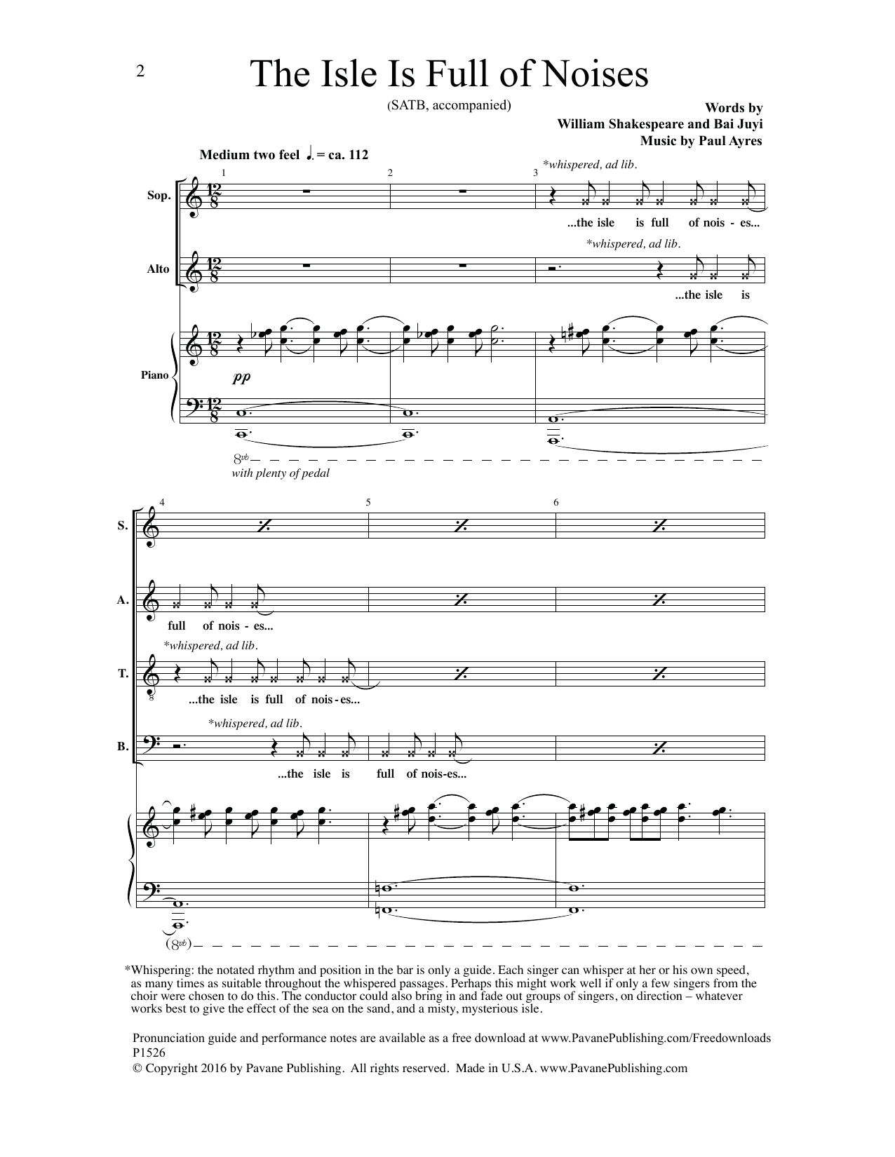 Download Paul Ayres The Isle Is Full of Noises Sheet Music and learn how to play SATB Choir PDF digital score in minutes