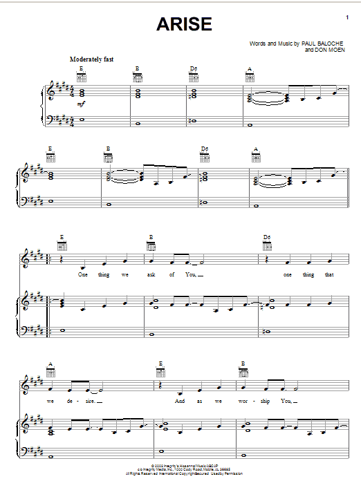 Download Paul Baloche Arise Sheet Music and learn how to play Piano, Vocal & Guitar (Right-Hand Melody) PDF digital score in minutes