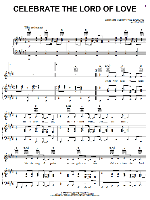 Download Paul Baloche Celebrate The Lord Of Love Sheet Music and learn how to play Piano, Vocal & Guitar (Right-Hand Melody) PDF digital score in minutes