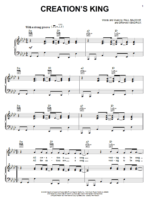 Download Paul Baloche Creation's King Sheet Music and learn how to play Piano, Vocal & Guitar (Right-Hand Melody) PDF digital score in minutes