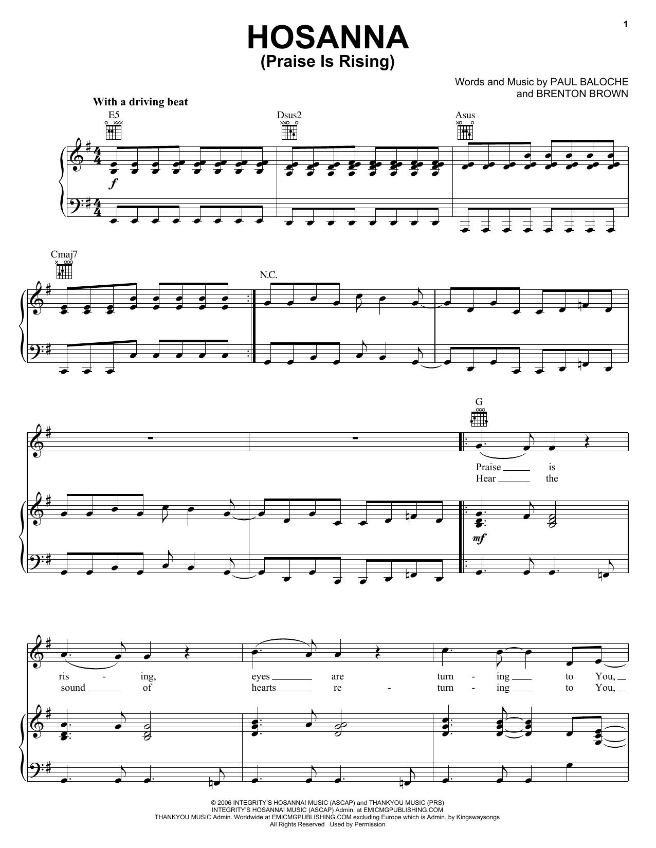 Download Paul Baloche Hosanna (Praise Is Rising) Sheet Music and learn how to play Chord Buddy PDF digital score in minutes