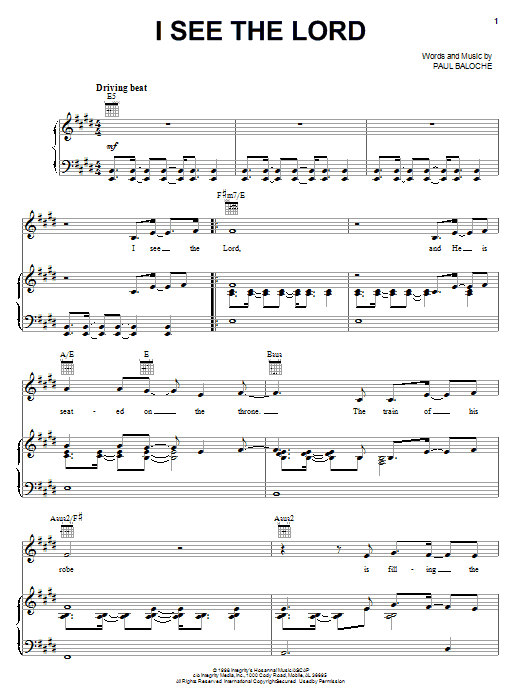 Download Paul Baloche I See The Lord Sheet Music and learn how to play Piano, Vocal & Guitar (Right-Hand Melody) PDF digital score in minutes