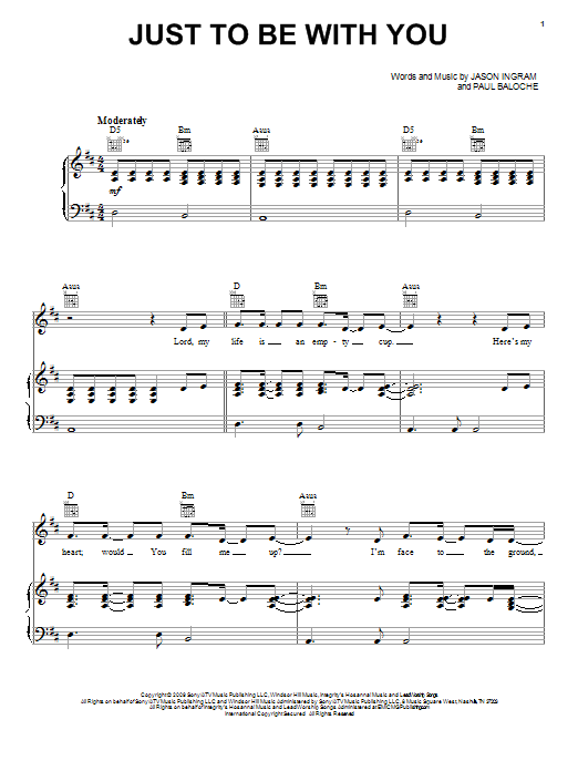 Download Paul Baloche Just To Be With You Sheet Music and learn how to play Piano, Vocal & Guitar (Right-Hand Melody) PDF digital score in minutes