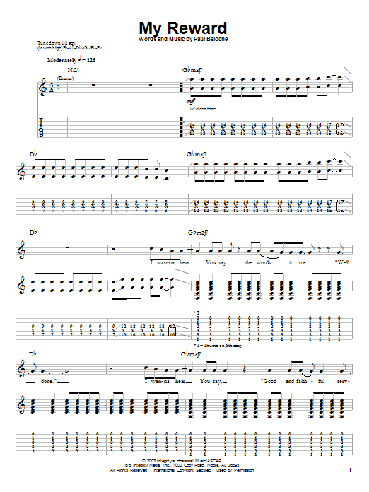 Download Paul Baloche My Reward Sheet Music and learn how to play Guitar Tab Play-Along PDF digital score in minutes