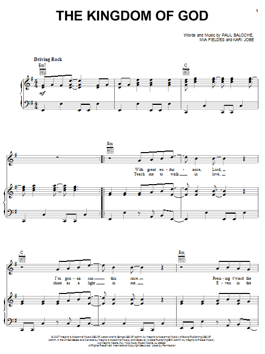 Download Paul Baloche The Kingdom Of God Sheet Music and learn how to play Piano, Vocal & Guitar (Right-Hand Melody) PDF digital score in minutes
