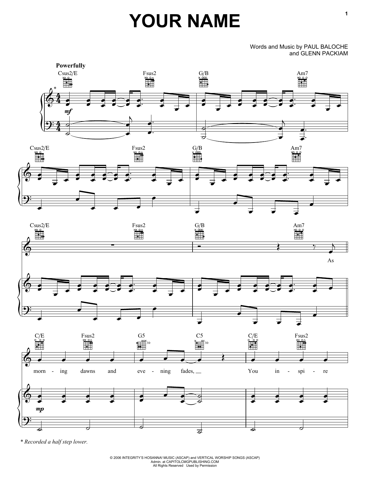 Download Paul Baloche Your Name Sheet Music and learn how to play Solo Guitar PDF digital score in minutes