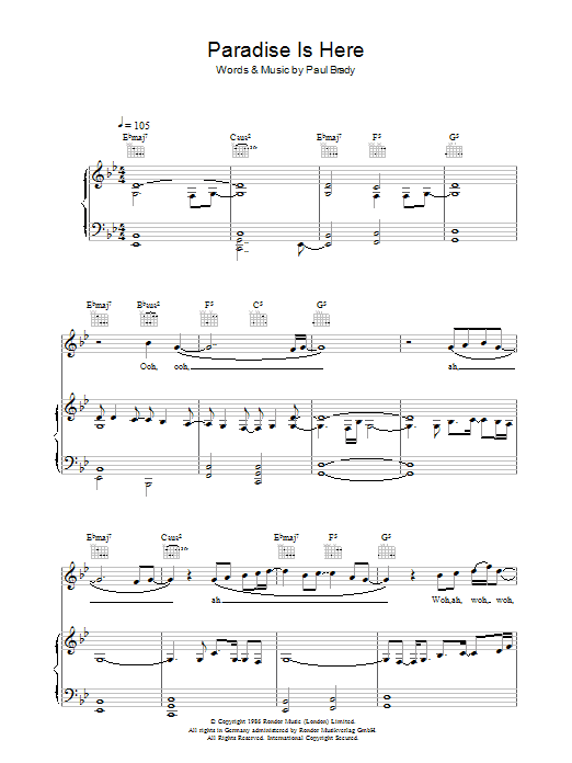 Download Paul Brady Paradise Is Here Sheet Music and learn how to play Piano, Vocal & Guitar PDF digital score in minutes