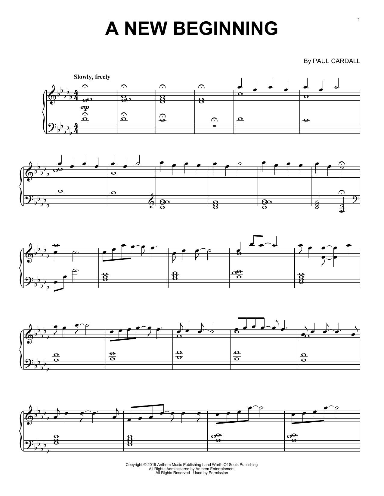 Download Paul Cardall A New Beginning Sheet Music and learn how to play Piano Solo PDF digital score in minutes