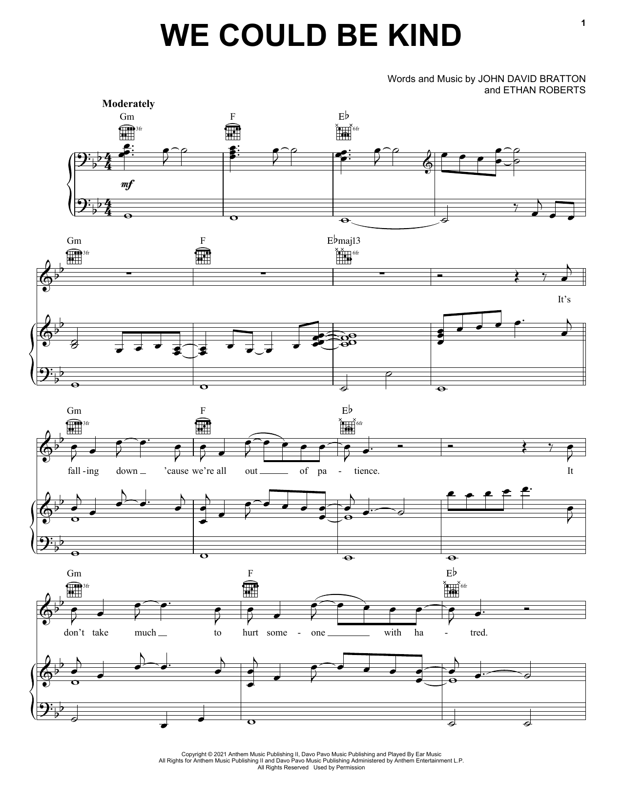 Download Paul Cardall, Akelee and J Daniel We Could Be Kind Sheet Music and learn how to play Piano, Vocal & Guitar Chords (Right-Hand Melody) PDF digital score in minutes