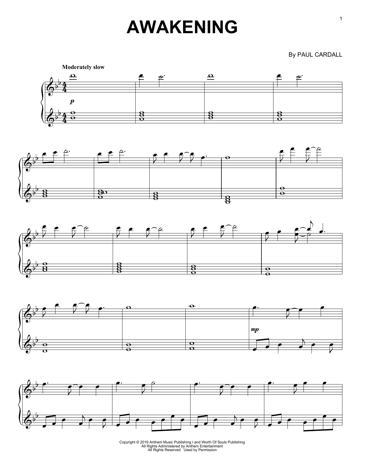 Download Paul Cardall Awakening Sheet Music and learn how to play Piano Solo PDF digital score in minutes