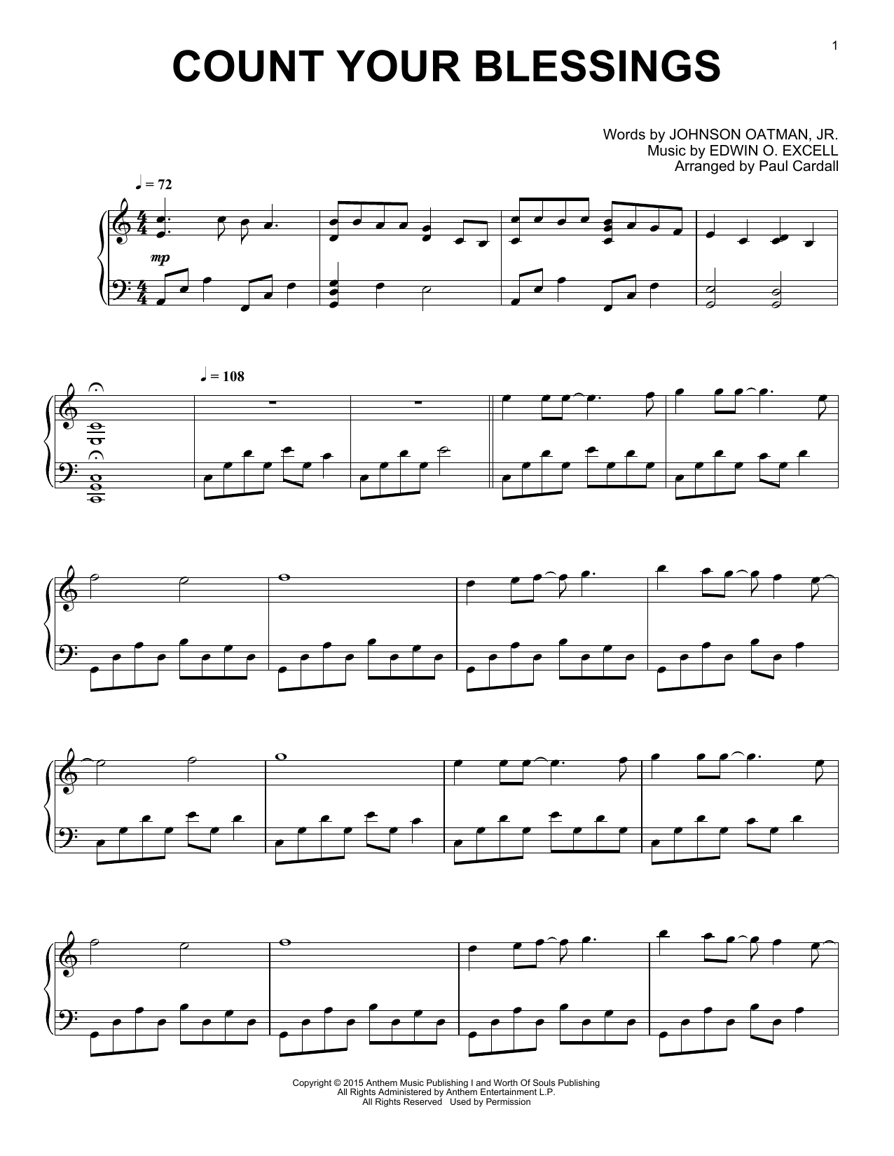 Download Paul Cardall Count Your Blessings Sheet Music and learn how to play Piano Solo PDF digital score in minutes