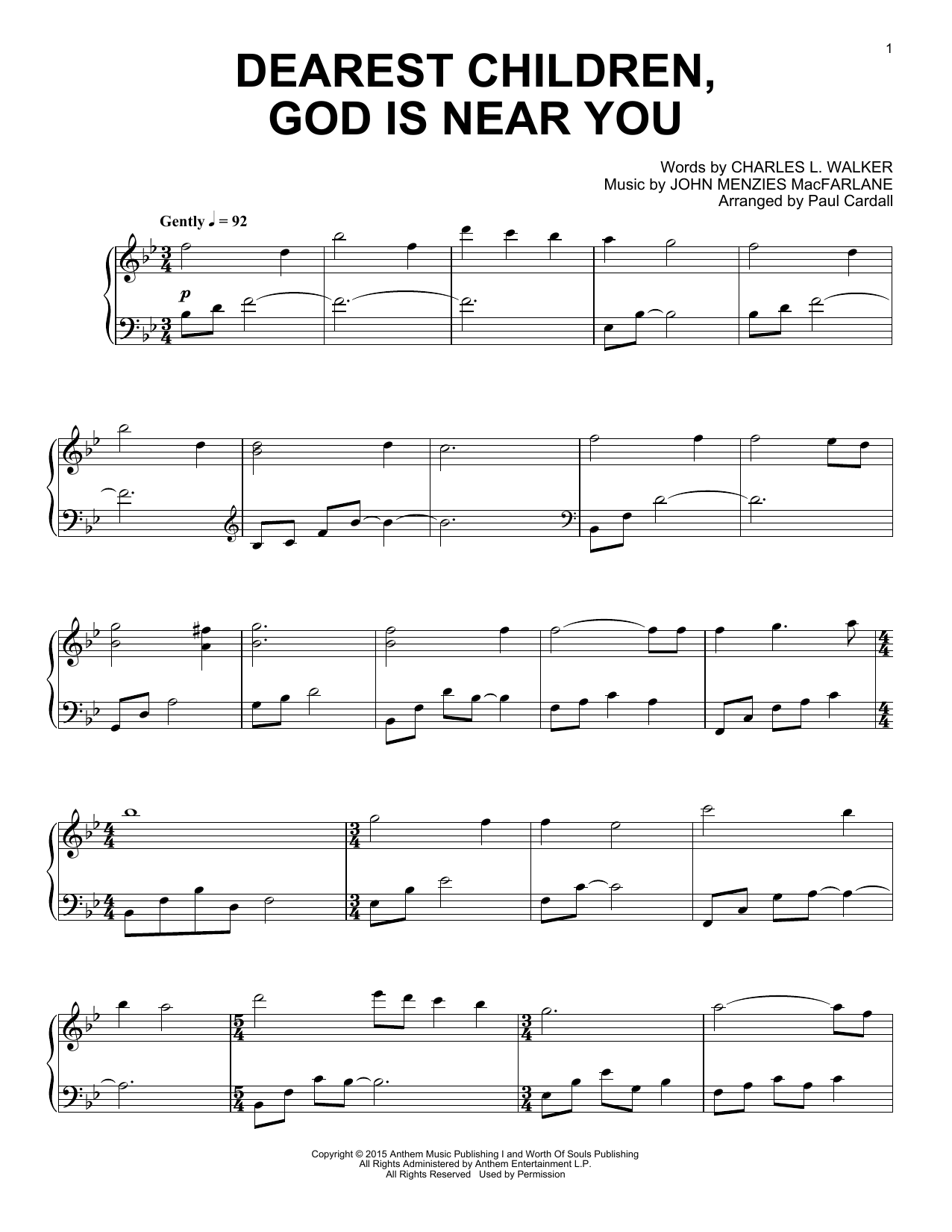 Download Paul Cardall Dearest Children, God Is Near You Sheet Music and learn how to play Piano Solo PDF digital score in minutes