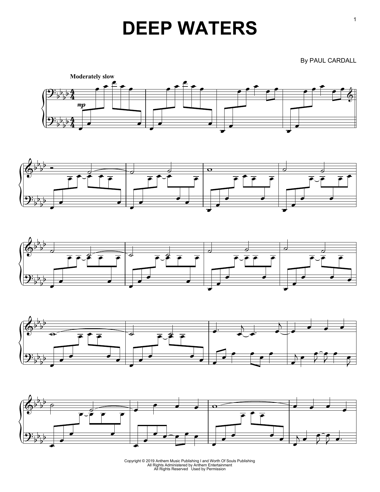 Download Paul Cardall Deep Waters Sheet Music and learn how to play Piano Solo PDF digital score in minutes