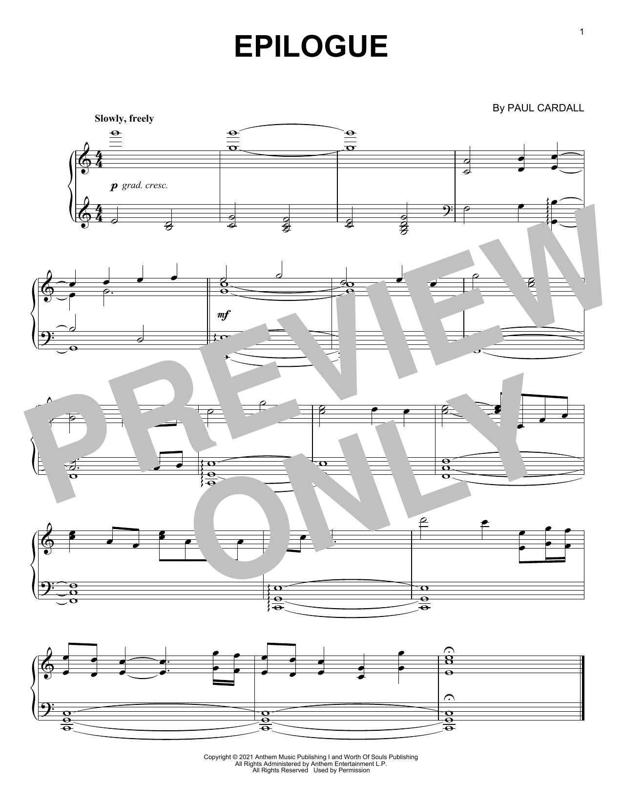 Download Paul Cardall Epilogue Sheet Music and learn how to play Piano Solo PDF digital score in minutes