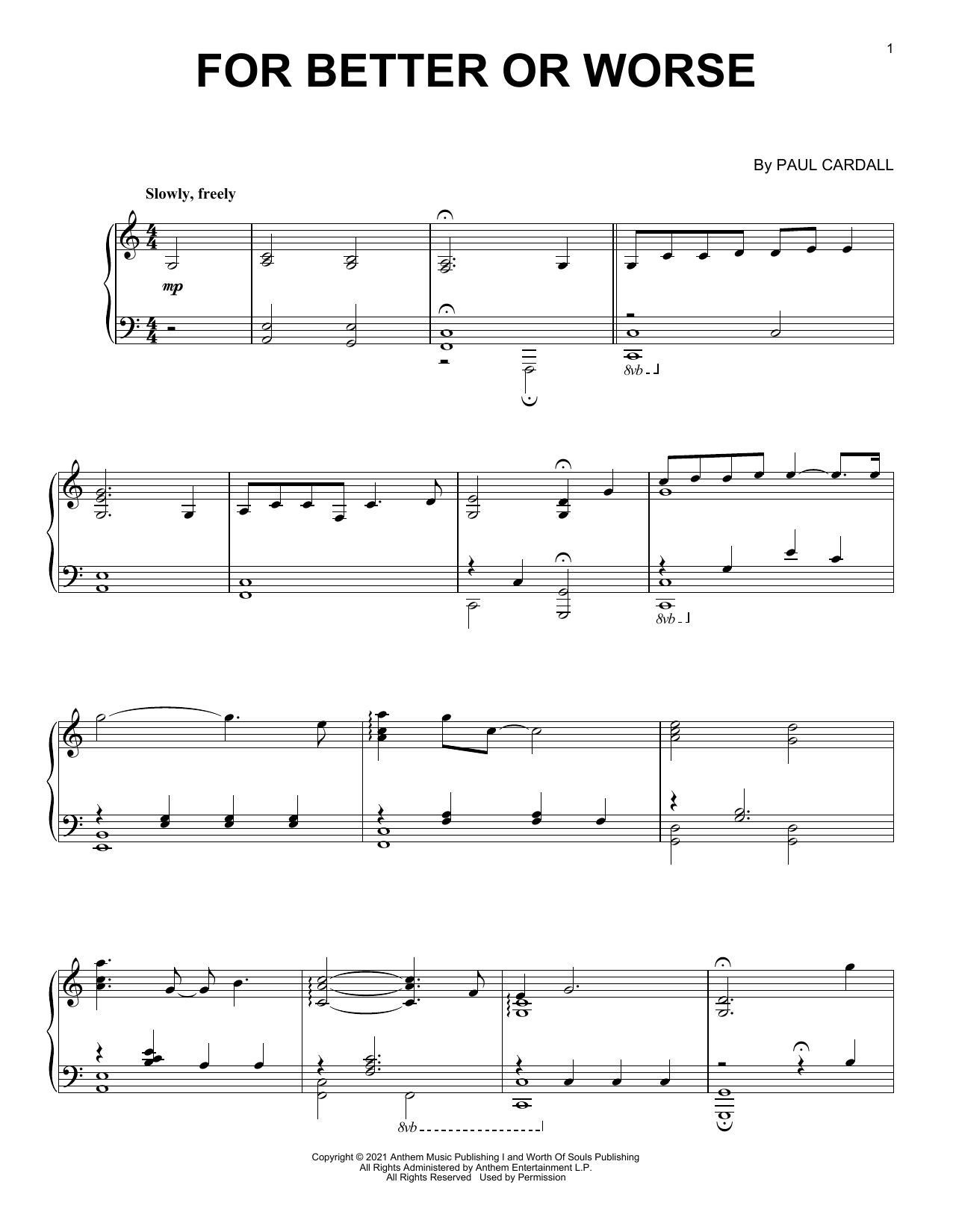 Download Paul Cardall For Better Or Worse Sheet Music and learn how to play Piano Solo PDF digital score in minutes