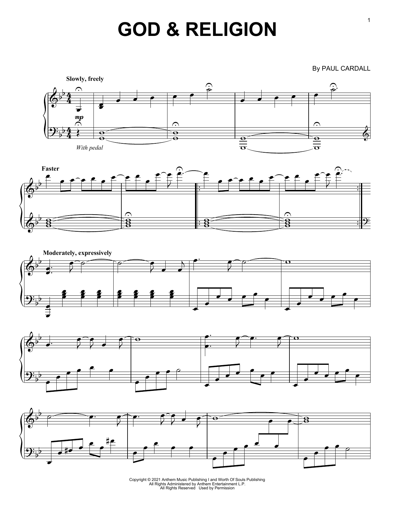 Download Paul Cardall God & Religion Sheet Music and learn how to play Piano Solo PDF digital score in minutes